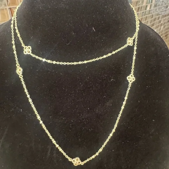 Kendra Scott Gold Chain Necklace with Floral Accents new without tags - Picture 1 of 11